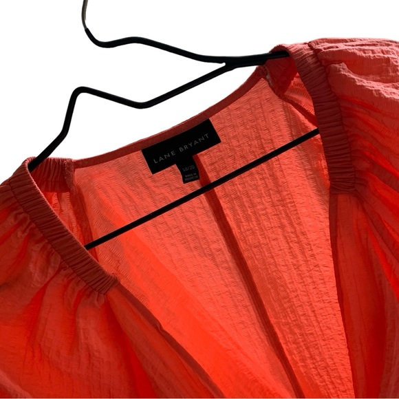 LANE BRYANT Coral Melon Orange Tie-Front Over piece Shrug Crop Plus Size 18/20 - Picture 10 of 15